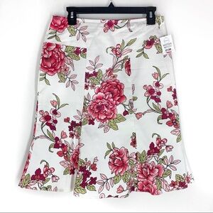 Cotton Fit and Flare Paneled Floral Skirt NWOT